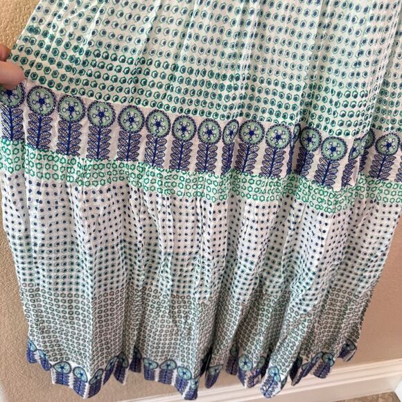 Tuckernuck Oliphant Strappy Maxi Dress Astrid Size XXS White Blue Embroidered - Picture 6 of 16